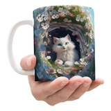 Caneca Personalizada Porcelana Gatos, Gatinhos, Efeito 3d 