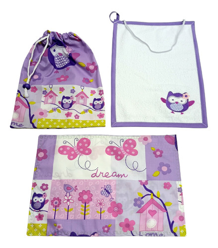  Set De Individual Bolsa Y Toalla Para El Colegio O Jardín 