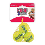 Kit Com 3 Bolas De Tênis Squeakair Kong C/ Apito P/ Cães Pp Cor Amarelo