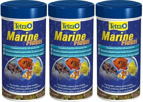 Tetra Ração Para Peixe Marinho Marine Flakes 52g Kit 3un