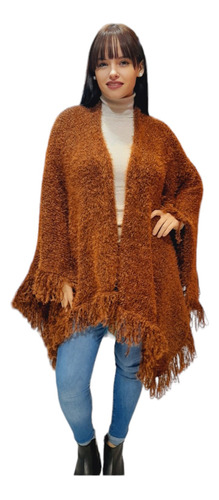 Maxi Ruana Mantón Manta Poncho Capa Abrigo Mujer Tipo Angora