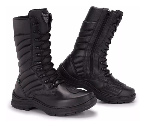 Bota Coturno Ziper Couro Legitimo Militar Tático Palm Gel