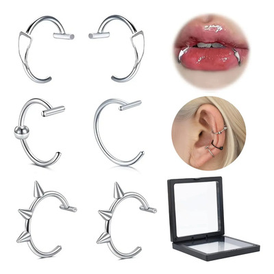 6 Falsos Piercings Nariz\u002Flabio: Clip-on, Aro, Dobles Labio | MercadoLibre
