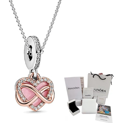 Pandora Collar Corazón Rosa Original Plata S925