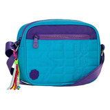 Bolsa Luluca Menina Tiracolo Juvenil Nylon Bag Transversal Acambamento Dos Ferragens Ziper Cor Azul Cor Da Correia De Ombro Roxo Desenho Do Tecido Liso