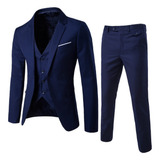 Traje De Tres Piezas Hombre Blazer + Chaleco + Pantalón