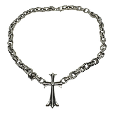 Collar Chrome Hearts Cruz Grande Cadena Cubana Dije Plata