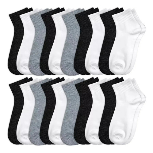20 Calcetines Tobilleros Unisex Algodón Negro Gris Blanco | MercadoLibre