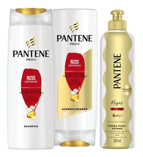 Pantene Rizos Definidos Kit Completo Shampoo- Acondi- Crema