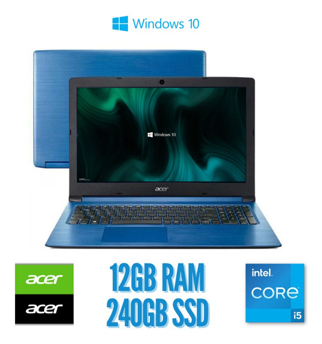 Notebook Acer Aspire 3 Core I5-8250u 12gb Ddr4 240ssd - W10