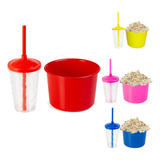 Kit Cinema 10 Balde Pipoca 1,5 L + 10 Copos Twister Cristal 