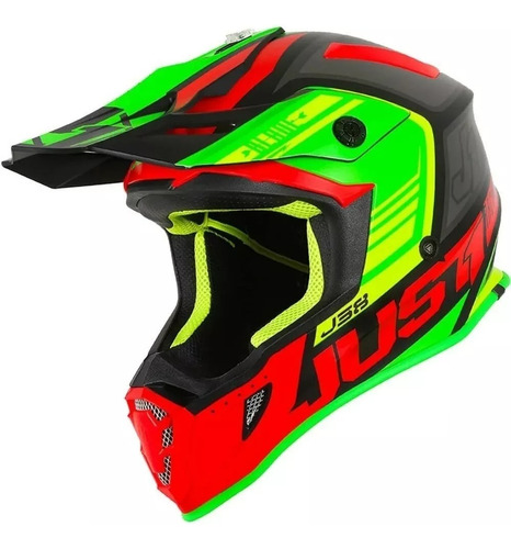 Casco Just 1 J38 Blade  T: L 59-60verde/rojo -bmmotopartes 