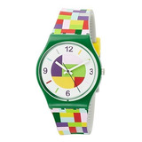 Reloj De Pulsera Swatch Tet-wrist Gg224 Green Silicone Swiss