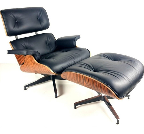 Sillón Eames Lounge Chair Con Ottoman Negro, Cuero Thome