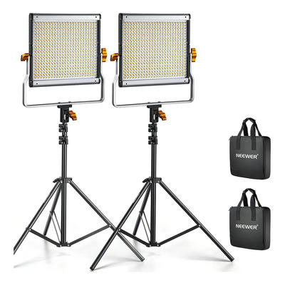 Pack de 2 Paneles LED Neewer Bicolor para Video con Soporte, 3200-5600K y CRI 96+ | Meses sin interés