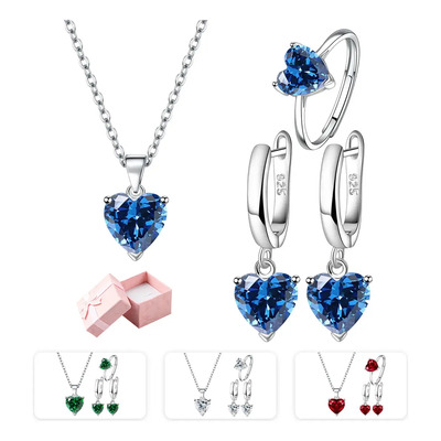 Fuezoiu 4pzs Joyería Juego De Collar Pulsera Pendientes Anillos Dijes Acero Inoxidable Para Parejas Novia Mujer Mamá Regalo para el Día de la Madre, regalo para mamá Con Caja Azul | Envío gratis