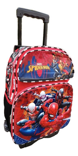 Mochila Escolar Primaria Spiderman Rojo Con Ruedas