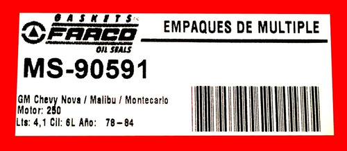 Empacadura Multiple Escape Chevy Nova/malibu 250 Del 78-84 Foto 4