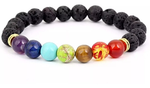 Pulsera Yoga Chakras 7 Piedras Equlibrio Reiki Lava Chakra