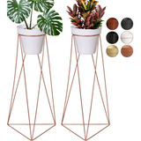 2 Suporte Tripé Triangular Vasos Com Vaso Plantas Chão 60cm 