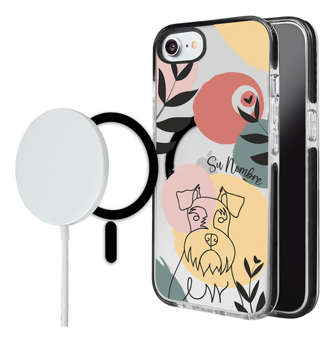 Funda Para iPhone Magsafe Mujer Perritos Schnauzer Nombre