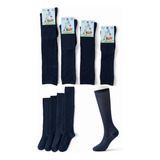 12 Pares Calcetines Largas Niños Escolares Calcetas Azul