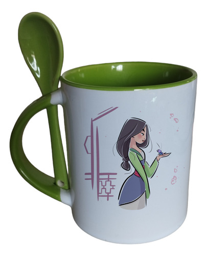 Taza Clásica Con Cuchara Disney Mulan Personalizable