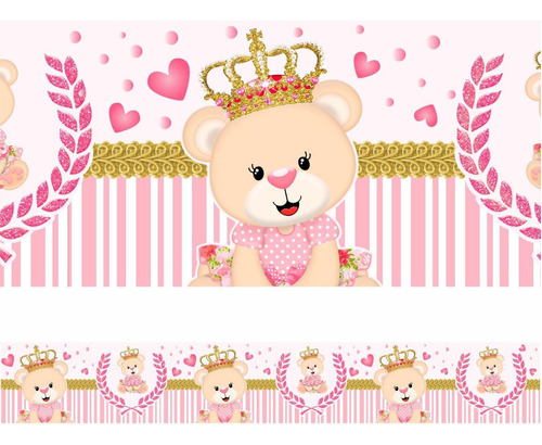 Kit 3 Faixas Decorativas Adesivo Infantil Ursinha Princesa Cor Rosa-claro