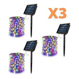 Pack 3 Manguera Led Solar Navideña 100 Led 10m Luces