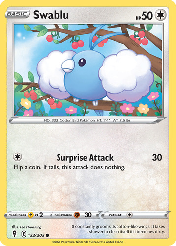 Swablu 132/203 Cartas Pokemon Evolving Skies Sword & Shield