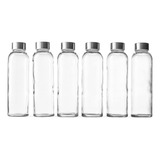 Botellas De Vidrio Transparente De 18 Oz Con Tapas, Naturale