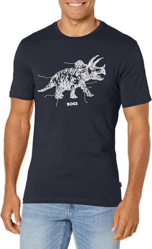 Playera Boss Men's Dino Graphic T-shirt Dark Blue B0c51dc1rz