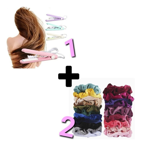 Kit Mini Plancha Para Cabello + 2 Scrunchies