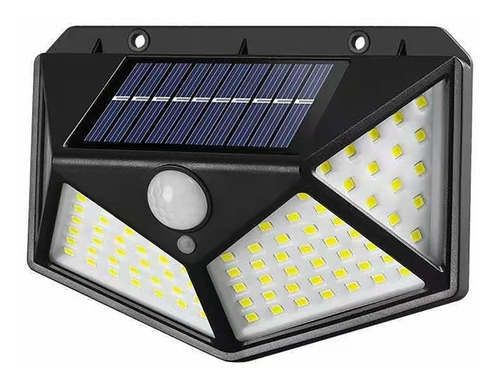 4 X Luminária Solar Parede 100 Led Sensor Presença 3 Funções