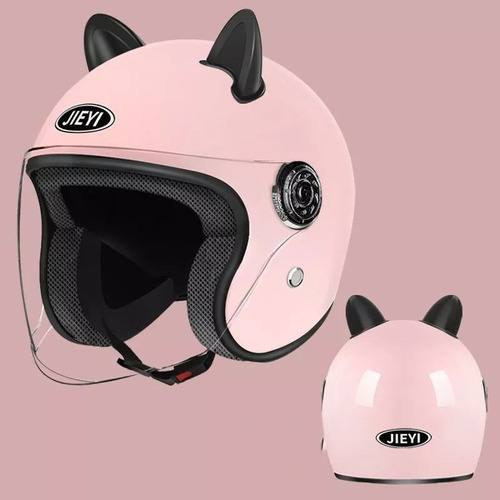 Casco De Motocicleta Con Orejas Gato Para Hombres Y Mujeres