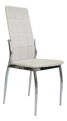 Silla De Comedor De Ecocuero Pata Cromada - New Paris Asiento Blanco Ecocuero