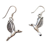 Par Aros Colibri Colgante Mujer Plata 925 + Caja Regalo