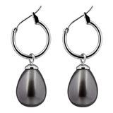 Aretes Perla De Mallorca Negro Diseño Francés 