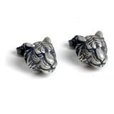 Aretes Hombre Plata León Tigre Piercing Animal Diseño