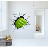 Vinilo Pared Rota 3d Puño Hulk 100x100