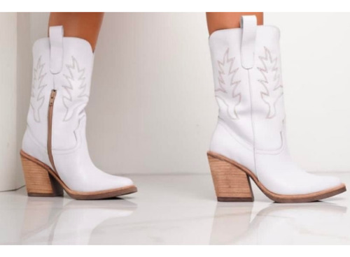 Botas Tejanas / Texanas De Cuero Blanco 