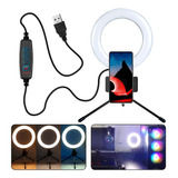 Ringlight 16cm Led Luz Tripe Para Celular Selfie C/ Controle