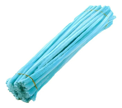 100 Haste Chenille - Limpador Cachimbo Colorido - 6mm X 30cm Cor Azul-claro