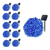 Guirnalda Navideña Pack X 10 Solar 10 Metros 100 Led Azules