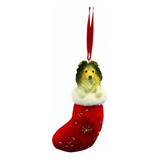 Sheltie Calcetin De Navidad Ornamento Con Santa's Little P