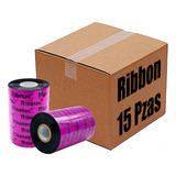 15 Ribbon De Cera Eco 110x450 Mts Para Impresora De Etiqueta Color Negro