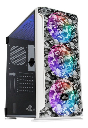 Gabinete Gamer Yeyian Hollow 2500 Con Ventana Rgb, Midi-tower, Atx/eatx/itx/micro Atx, Usb 3.0, Sin Fuente, Sin Ventiladores Instalados, Negro/blanco