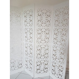 Biombo Mdf 9mm Pintado Branco Mod 3 - 4 Petalas De 50x180