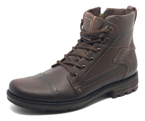 Bota Coturno Pegada Em Couro Masculino Com Zíper 181308