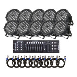 10 Canhão Refletor Led Rgbw 36 Led Slim + Mesa Dmx + Cabo 2m